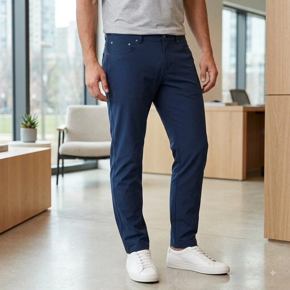 Lululemon ABC Classic-Fit Pant Mens 38x30 Navy Blue Recycled Polyester LM5ALWS